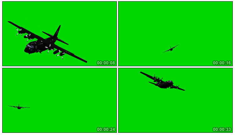 大型军用运输机绿屏抠像视频素材