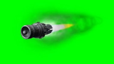 火箭发动机喷射火焰推进高速飞行绿屏抠像视频素材