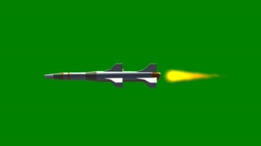 导弹喷射火焰高速飞行绿屏抠像视频素材