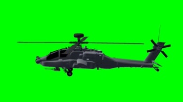 武装直升机螺旋桨旋转绿屏抠像特效视频素材