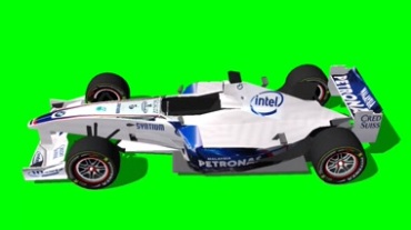 F1方程式赛车绿幕背景透明抠像视频素材
