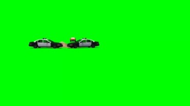 警车拦截汽车侧翻绿屏抠像视频素材