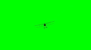 老式飞机飞行绿幕抠像视频素材