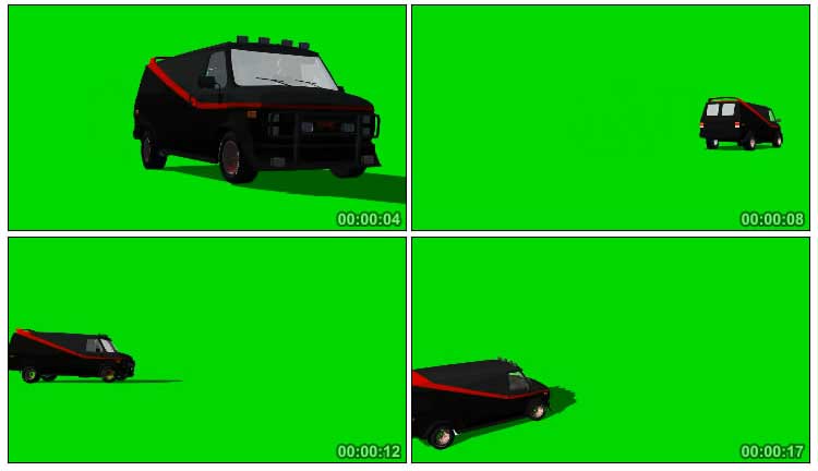 黑色面包车绿屏抠像视频素材