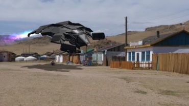外星飞船从村庄上空飞过视频素材