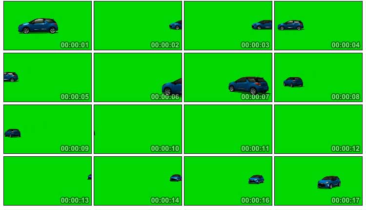 蓝色小型汽车绿屏抠像视频素材
