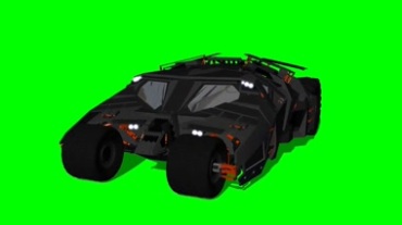 超级跑车黑蝙蝠超跑绿屏抠像视频素材