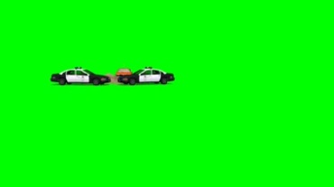 警车设卡拦截汽车绿幕抠像视频素材