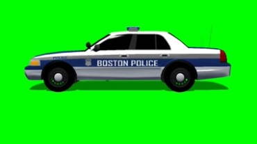 波士顿警车绿屏抠像特效视频素材