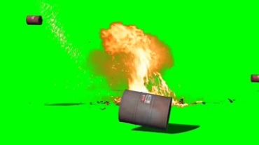 危化品油桶爆炸绿幕抠像视频素材
