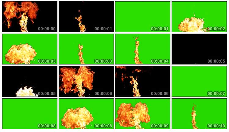 火焰燃烧爆燃绿屏抠像视频素材