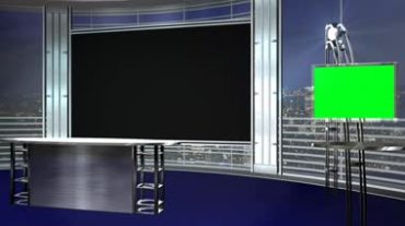 主播台电视显示屏幕绿屏特效视频素材