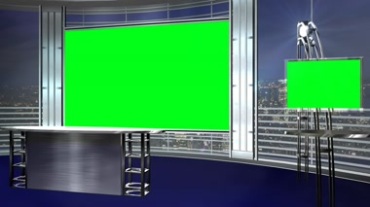 主播台电视显示屏幕绿屏特效视频素材
