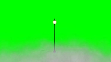 灯杆路灯下起雾白烟绿幕抠像特效视频素材