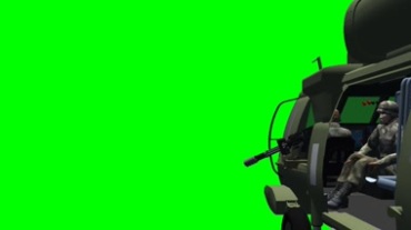 武装人员坐在直升飞机上绿屏抠像视频素材