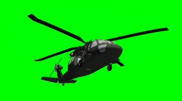 黑鹰直升机绿幕背景透明抠像特效视频素材