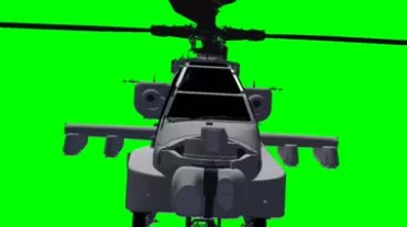 武装直升飞机飞行正面照近距离特写绿幕抠像视频素材
