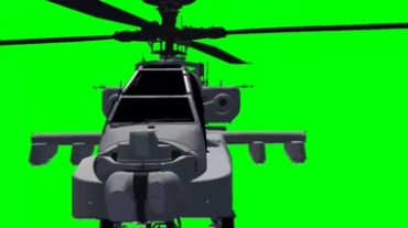 武装直升飞机飞行正面照近距离特写绿幕抠像视频素材