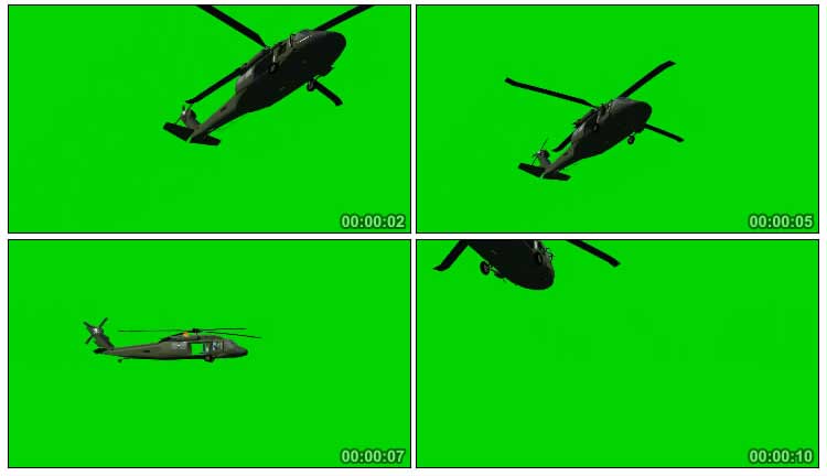 直升机飞翔绿屏抠像视频素材