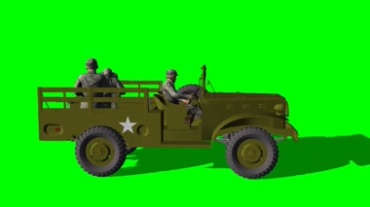 军用卡车皮卡绿屏抠像特效视频素材