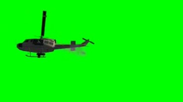 直升飞机冒黑烟绿屏抠像视频素材