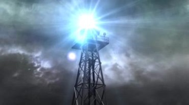 铁塔高塔探照灯绿幕抠像特效视频素材
