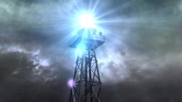 铁塔高塔探照灯绿幕抠像特效视频素材