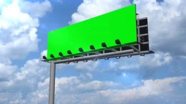 蓝天白云下的广告牌绿幕视频素材