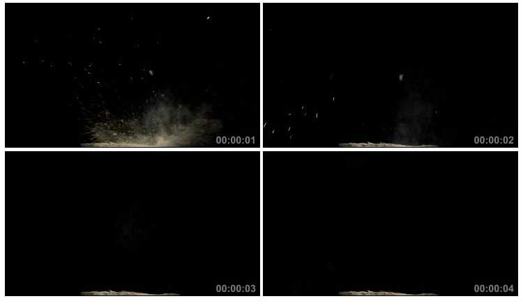 爆炸迸出火星扬起尘土通道抠像特效视频素材