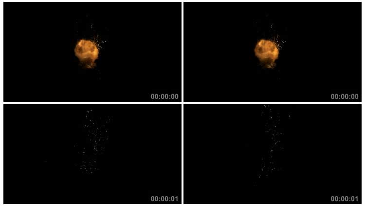 爆燃爆炸火花四溅黑屏抠像视频素材