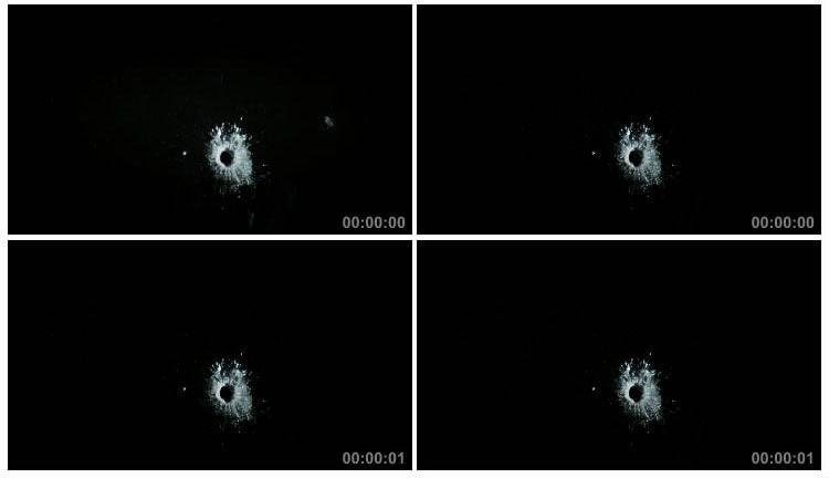 子弹穿透玻璃后留下弹孔枪眼视频素材