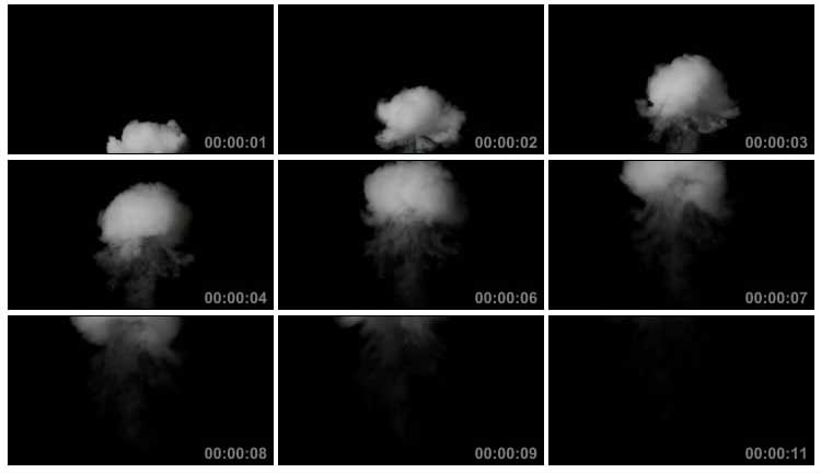 白烟蘑菇云腾起带通道视频素材