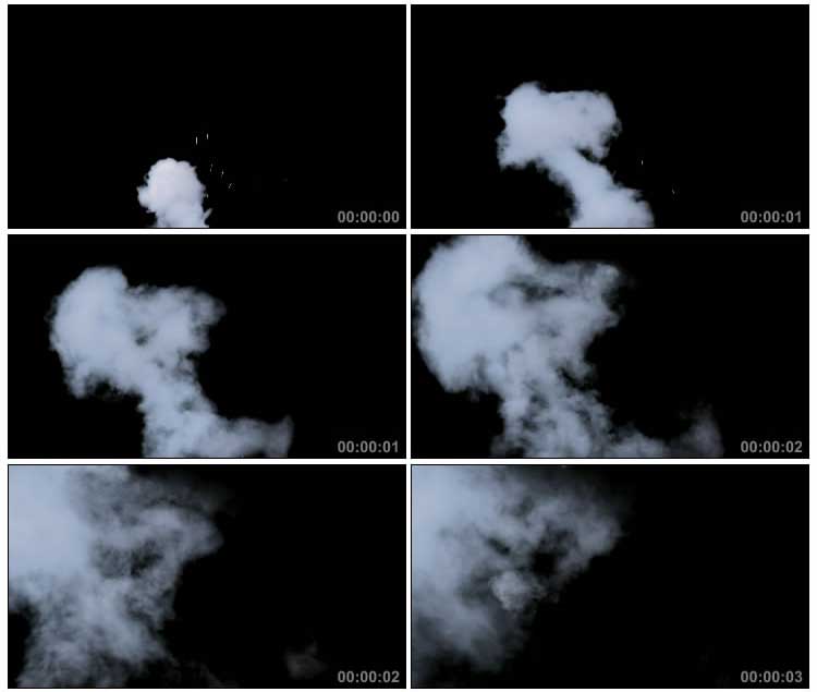 爆炸腾起的白烟慢慢消散特效（带通道）视频素材