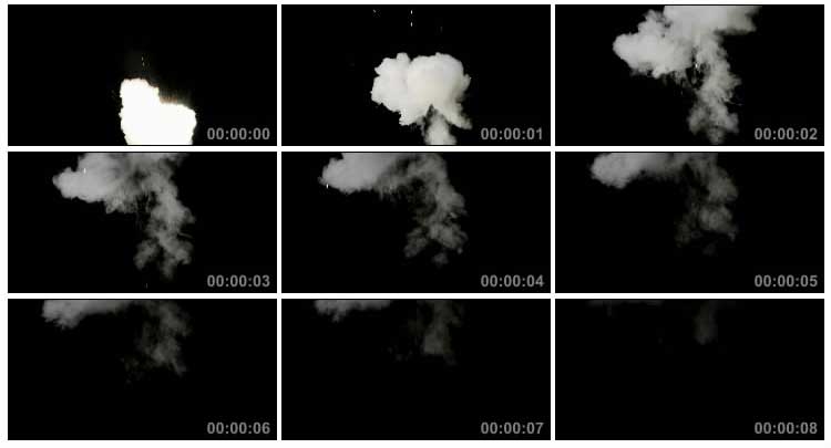 爆炸白烟腾起合成背景特效带通道视频素材