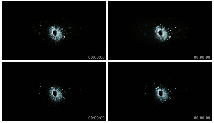 枪击玻璃，子弹穿过玻璃留下弹孔视频素材