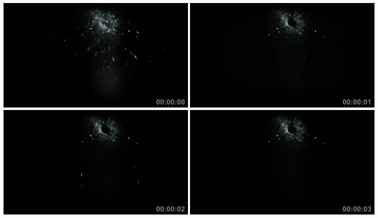 子弹穿过玻璃留下枪孔视频素材