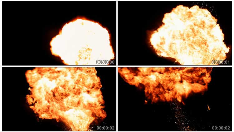 爆炸大火燃烧蘑菇云火球冲天而起视频素材