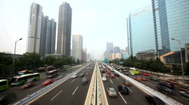 北京城市交通车流高楼背景视频素材