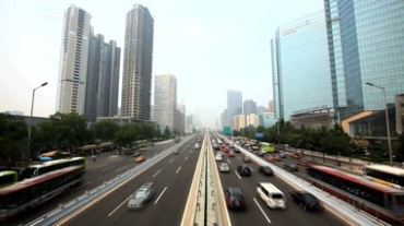 北京城市交通车流高楼背景视频素材