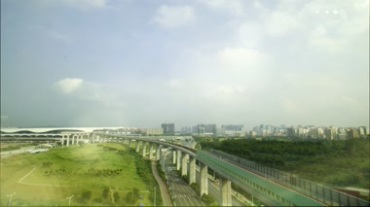 城市高架桥车流高空全景摄像视频素材