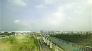 城市高架桥车流高空全景摄像视频素材