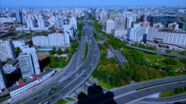 车水马龙城市车流高空全景俯拍视频素材