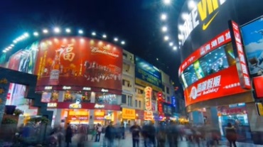 繁华商业步行街广场人流快节奏延时摄影视频素材