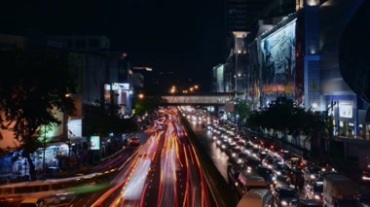 城市马路车流灯光夜景视频素材