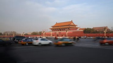 北京天安门全景马路车流视频素材