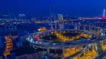 城市高架桥车流穿梭夜景视频素材