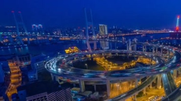 城市高架桥车流穿梭夜景视频素材