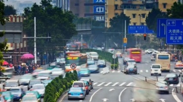 城市路口交通红绿灯人流车流快节奏延时摄影视频素材