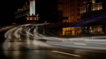 城市夜景车流灯光成线视频素材