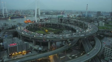 上海南浦大桥航拍全景